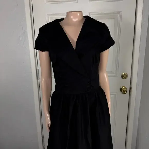 Pinup Couture Womens Dress Large Retro Pinup Cotton Blend Collar S/S Stretch H7 - Picture 2 of 8